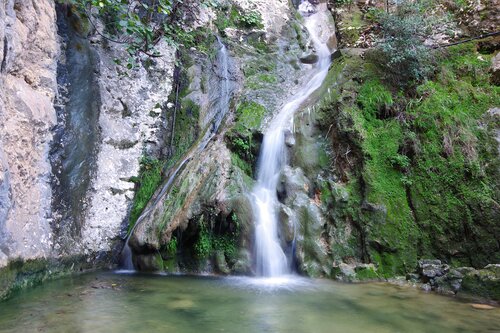 Cascada en el Gorg Can Catí en el Barranc de Biniaraix