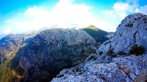 Blick auf das Tal von Sóller vom Aussichtspunkt Xim Quesada auf dem Cornador Gran